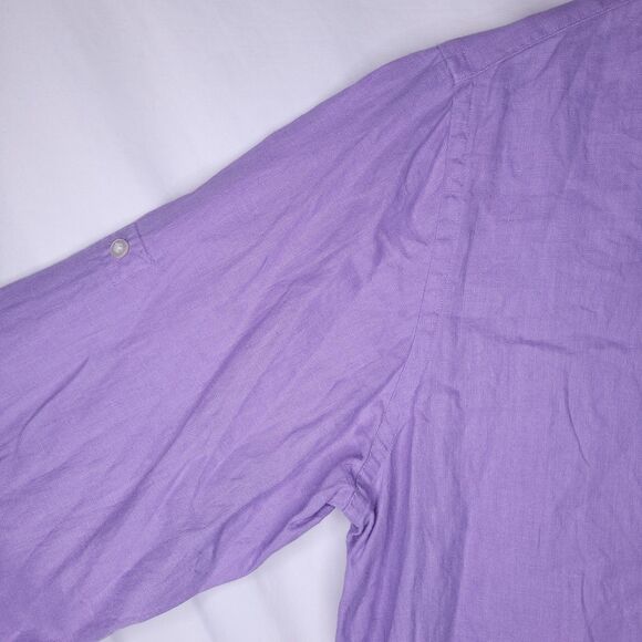 Lauren Ralph Lauren Linen Shirt Womens XL Lilac Minimalist Preppy - Picture 3 of 10